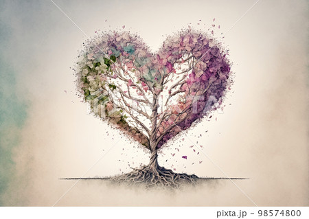 The Tree of love. Heart tree. Symbol of love....のイラスト素材