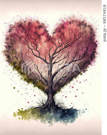 The Tree of love. Heart tree. Symbol of love....-插圖素材[98574818