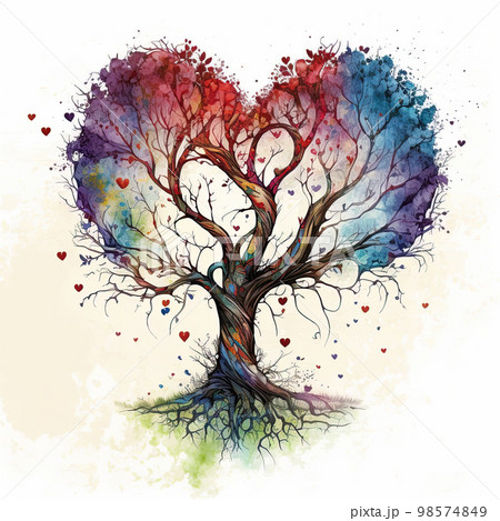 The Tree of love. Heart tree. Symbol of love....のイラスト素材