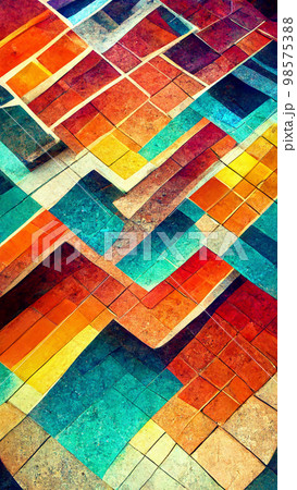 fractal colorful floor tiles refraction illustration Generative AI Content by Midjourney 98575388