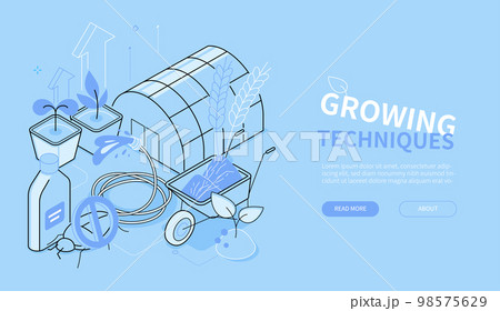 Growing technologies - line design style isometric web banner 98575629