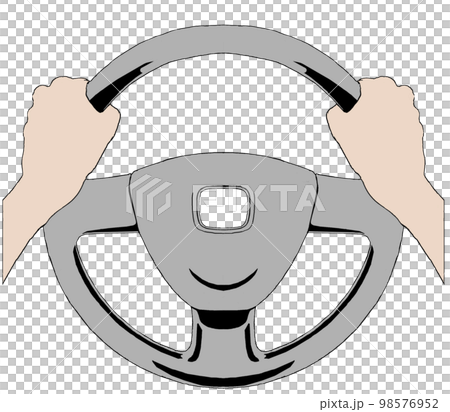 0409_Transparent color illustration of both hands driving with a steering wheel of a car 0409_Transparent color illustration of both hands driving with a steering wheel of a car 98576952