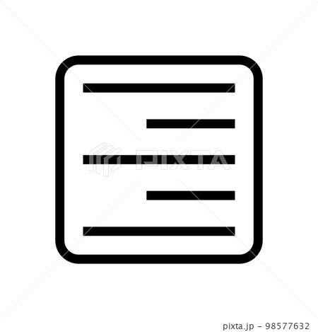 Align right icon line isolated on white background. Black flat thin icon on modern outline style. Linear symbol and editable stroke. Simple and pixel perfect stroke vector illustration Align right icon line isolated on white background. Black flat thin icon on modern outline style. Linear symbol and editable stroke. Simple and pixel perfect stroke vector illustration 98577632