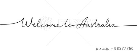 Welcome to Australia - word with continuous one line. Minimalist drawing of phrase illustration. Australia country - continuous one line illustration. 98577760