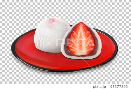 strawberry daifuku strawberry daifuku - Stock Illustration