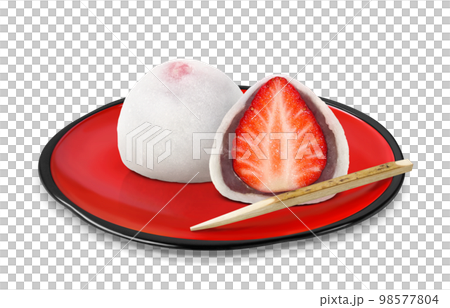 strawberry daifuku strawberry daifuku illustration real 98577804