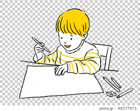 紙に絵を描こうとしている子ども 98577973