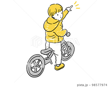 ストライダーに乗って指さす男の子 98577974