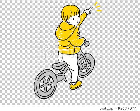 ストライダーに乗って指さす男の子 98577974