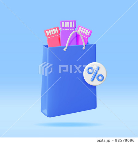 3D Shopping Bag with Percent and Discount Coupon 98579096