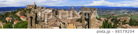 Landmarks of Italy - panorama medieval town Montalcino, famous wine region in Tuscany 98579204