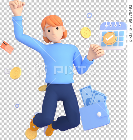 Tax Day Reminder Concept. Businessman submit tax by online concept, online tax payment and report. Business income. 3d illustration. 98579492