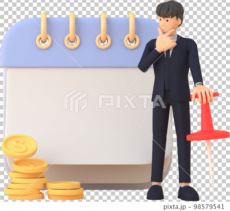 Tax Day Reminder Concept. Businessman submit tax by online concept, online tax payment and report. Business income. 3d illustration. 98579541