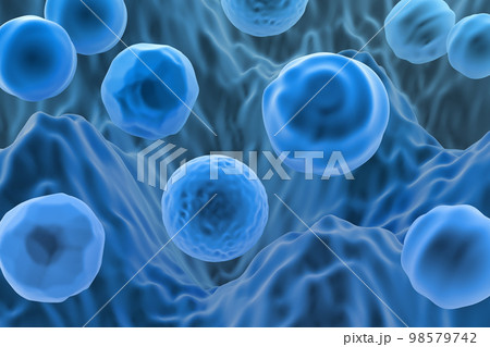 3D blood cells or virus cells in human organism. 3D blood cells or virus cells in human organism. 98579742