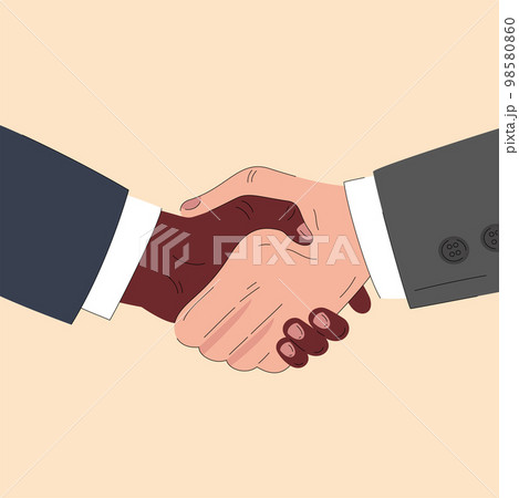 Shaking hands business agreement flat vector illustration. Shaking hands business agreement flat vector illustration. 98580860