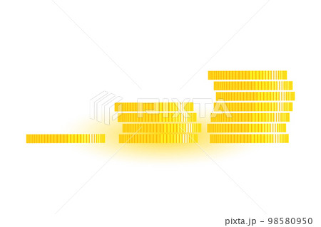 Three stacks of coins with golden shiny coins. Cartoon wind flat style 98580950