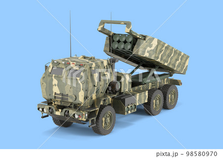 3d render mlrs himars High Mobility Artillery Rocket System land leases for ukraine on blue 98580970