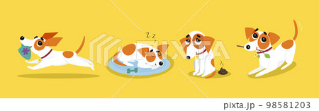 Funny Jack Russell Terrier Doing Different Activity Vector Set Funny Jack Russell Terrier Doing Different Activity Vector Set 98581203