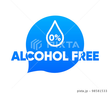 Alcohol Free vector banner. Skin and body care cosmetic product medical alcohol. Medical alcohol free concept. Vector illustration. 98581533