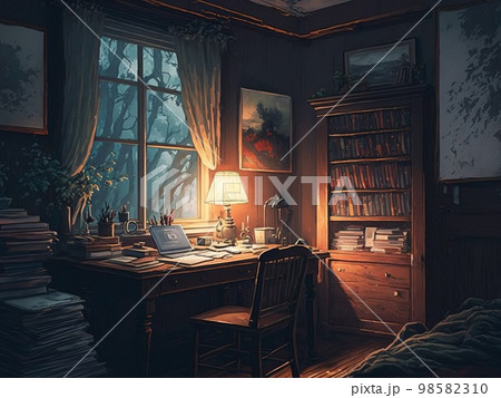 居心地の良い夜の書斎 Generative AI 居心地の良い夜の書斎 Generative AI 98582310