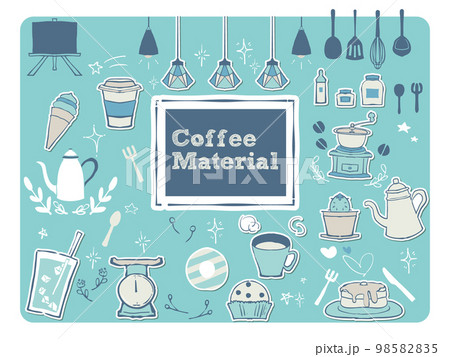 カフェの小物素材セット 98582835