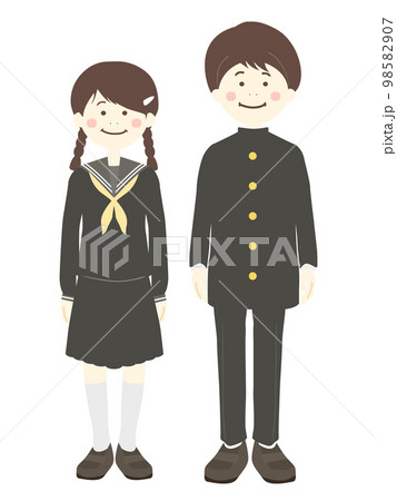 男子学生と女子学生の全身 98582907