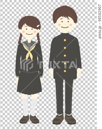 男子学生と女子学生の全身 98582907