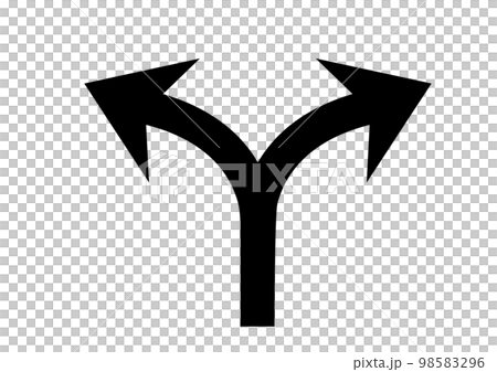 二股に分かれたシンプルな矢印のイラスト 98583296