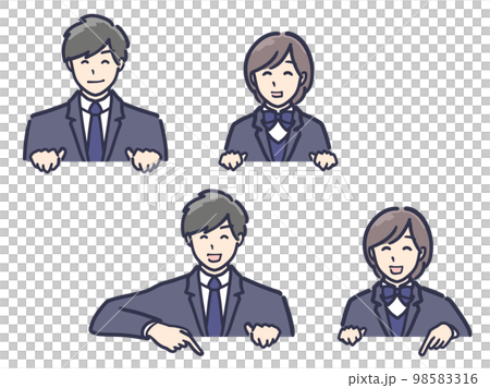 高中男孩和女孩的插圖集非常適合放在消息之上 98583316