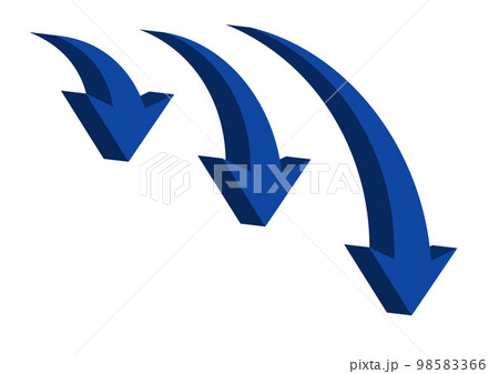 下がる矢印の立体的なイラスト 98583366