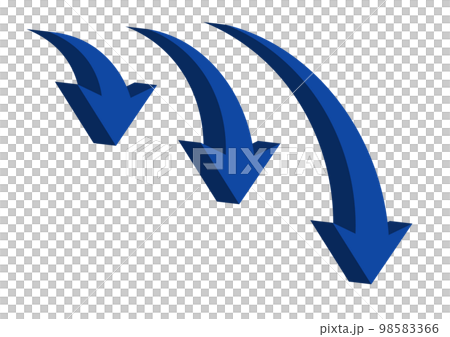 下がる矢印の立体的なイラスト 98583366