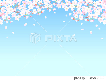 青空と桜の水彩タッチのベクターイラスト背景 98583368