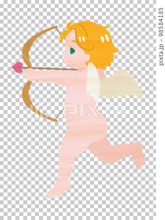Cute cupid holding a bow and arrow Watercolor style, textured Cute cupid holding a bow and arrow Watercolor style, textured 98584185