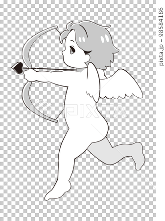Cute cupid holding a bow and arrow monochrome Cute cupid holding a bow and arrow monochrome 98584186