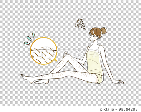 脚のムダ毛に悩んでいる女性 98584295