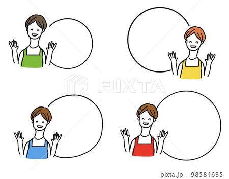 女性上半身セット　吹き出し 98584635