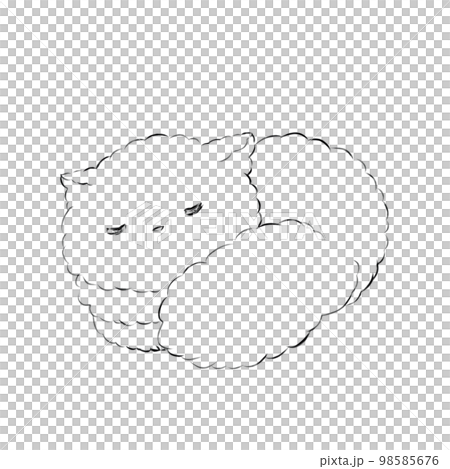 Stock Illustration: Sleeping cat (line drawing) 98585676