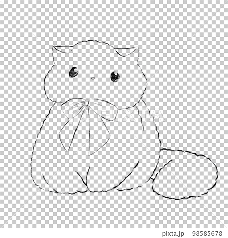 Stock Illustration: Staying cat (line drawing) 98585678
