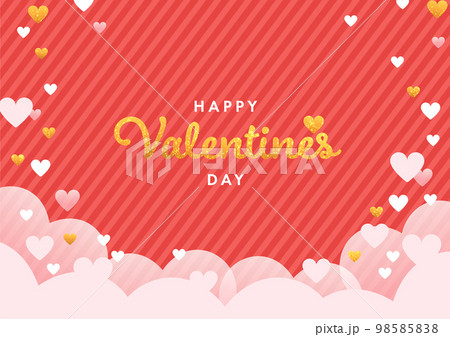 バレンタインの背景素材　ハートの雲 98585838
