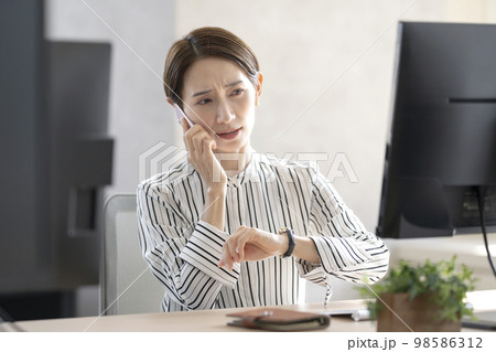 電話対応するビジネスウーマン 98586312