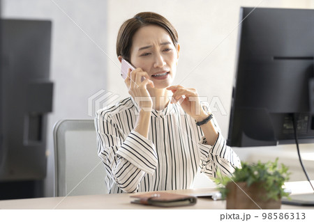 電話対応するビジネスウーマン 98586313