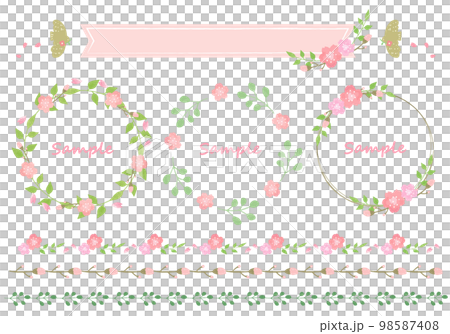 Cute cherry blossom wreath cherry blossom frame someiyoshino set Cute cherry blossom wreath cherry blossom frame someiyoshino set 98587408