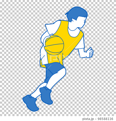 一個男孩打籃球的插圖(白色背景、矢量、剪裁) 一個男孩打籃球的插圖(白色背景、矢量、剪裁) 98588116