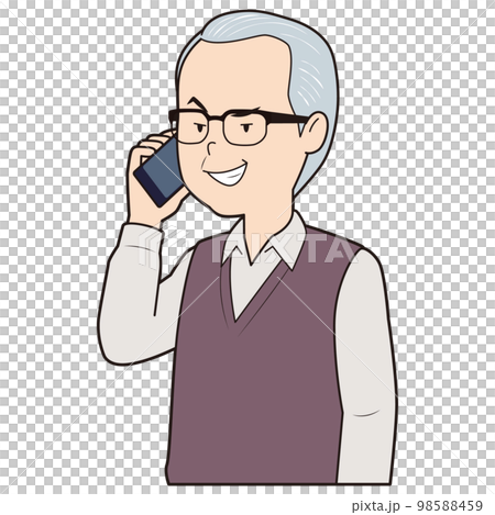 Senior man grinning on the phone Senior man grinning on the phone 98588459