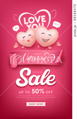 Happy Valentine's day, Balloon heart man and woman love each other, love you message Happy Valentine's day, Balloon heart man and woman love each other, love you message 98588470