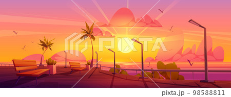 City with embankment on sea beach 98588811