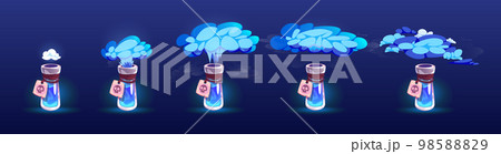 Bottle with blue magic potion and smoke 98588829