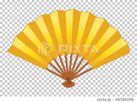 日本工藝品金色折扇的彩色插圖 98589206