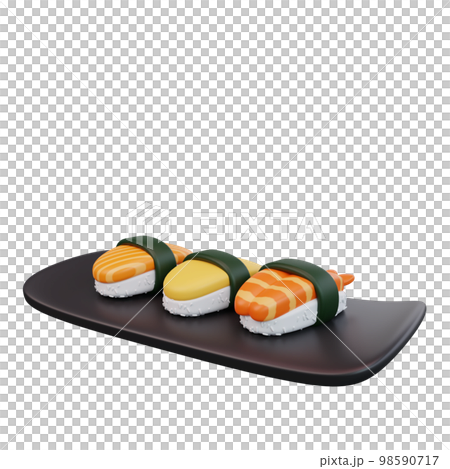 3d illustration of asian food sushi 98590717