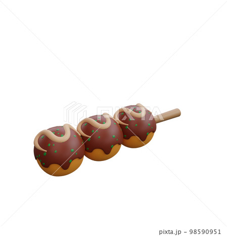 3d illustration of asian food takoyaki, japanese food 3d illustration of asian food takoyaki, japanese food 98590951